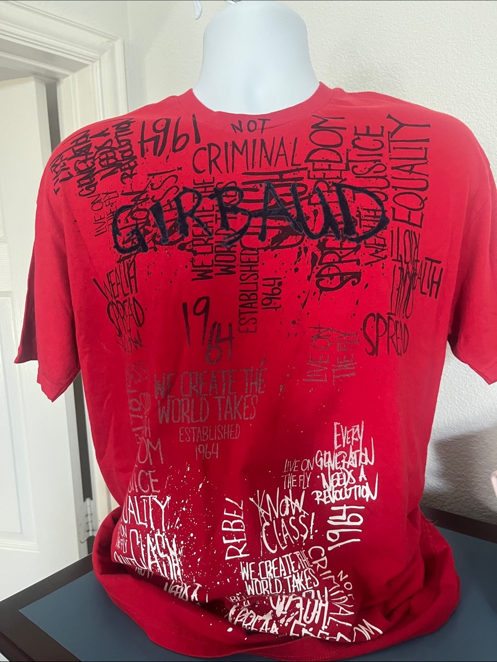 Men Girbaud Men's Red Graphic Crewneck T-Shirt - Casual Streetwear
